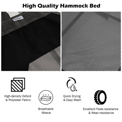 Portable Folding Hammock with Hammock Stand-Gray - Black