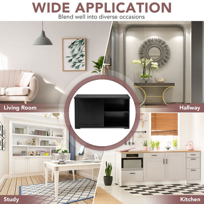 Kitchen Storage Cabinet with Wood Sliding Door