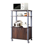 Microwave Rack Stand Rolling Storage Cart-Walnut