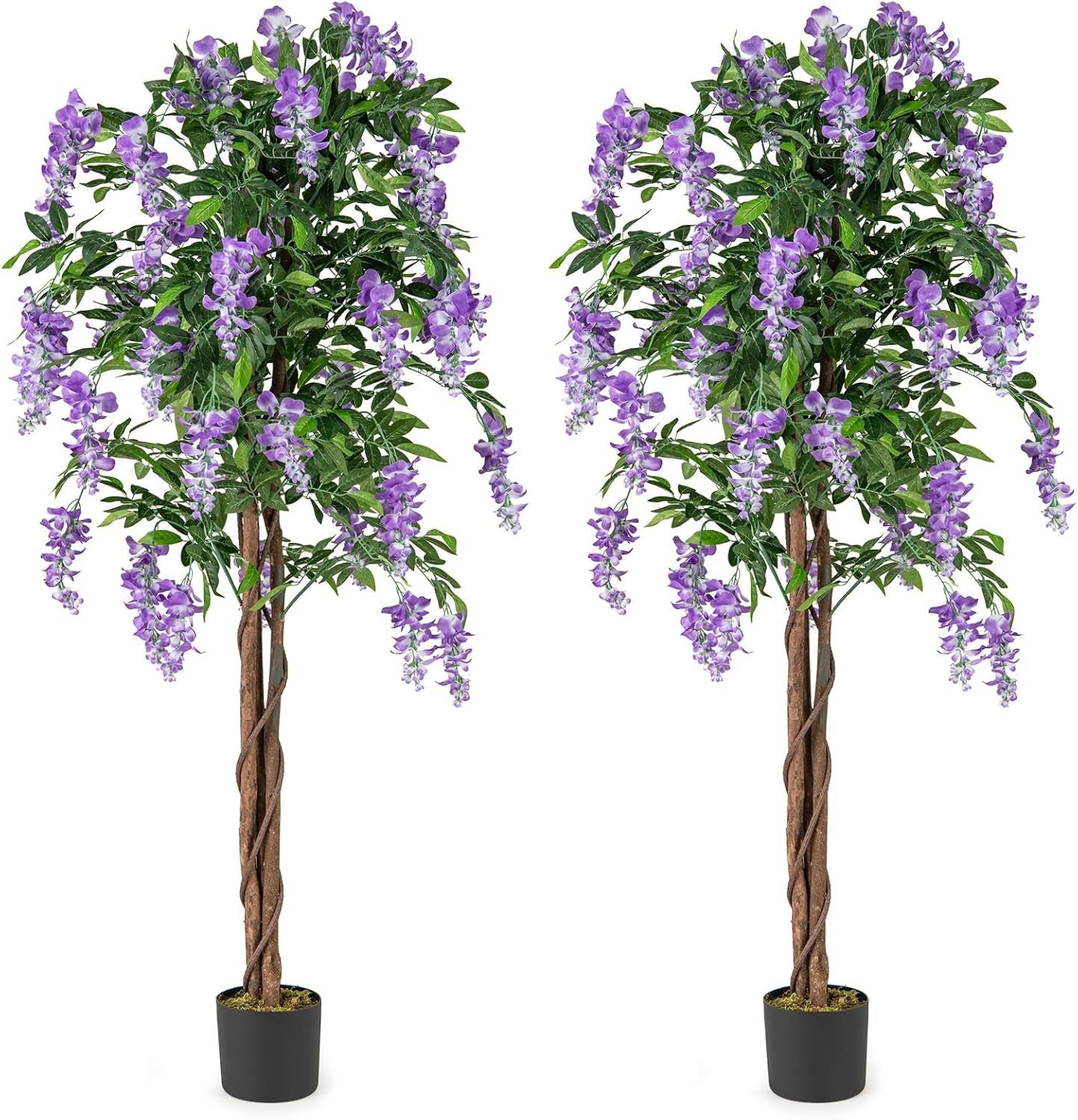 Artificial Wisteria Tree 5.5 FT with Nursery Pot Set of 2