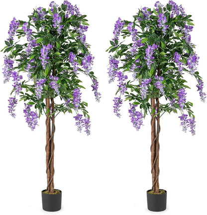 Artificial Wisteria Tree 5.5 FT with Nursery Pot Set of 2