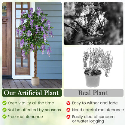 Artificial Wisteria Tree 5.5 FT with Nursery Pot Set of 2