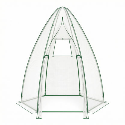5.5 x 5.5 x 6 Feet Portable Mini Greenhouse with All-Weather PE Cover - White