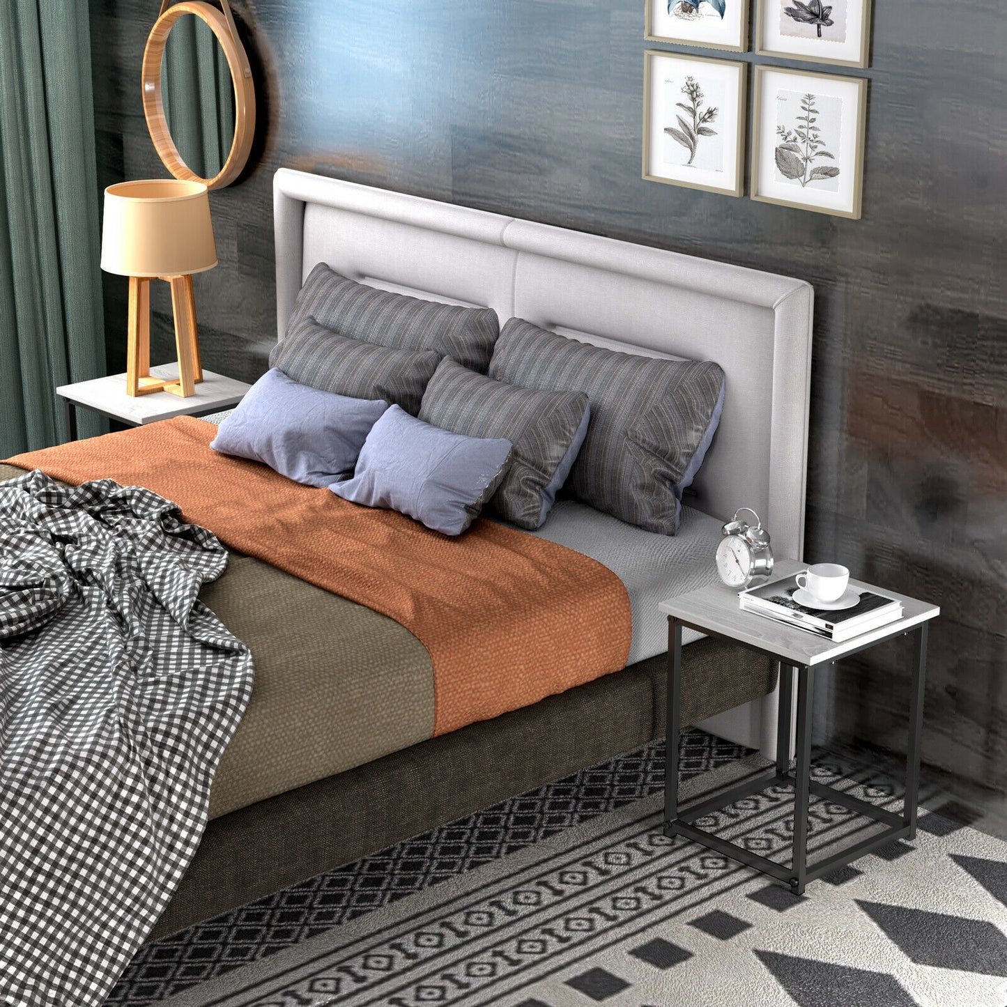 3-Piece Modern Faux Marble Coffee Table Set for Living Room-Natural