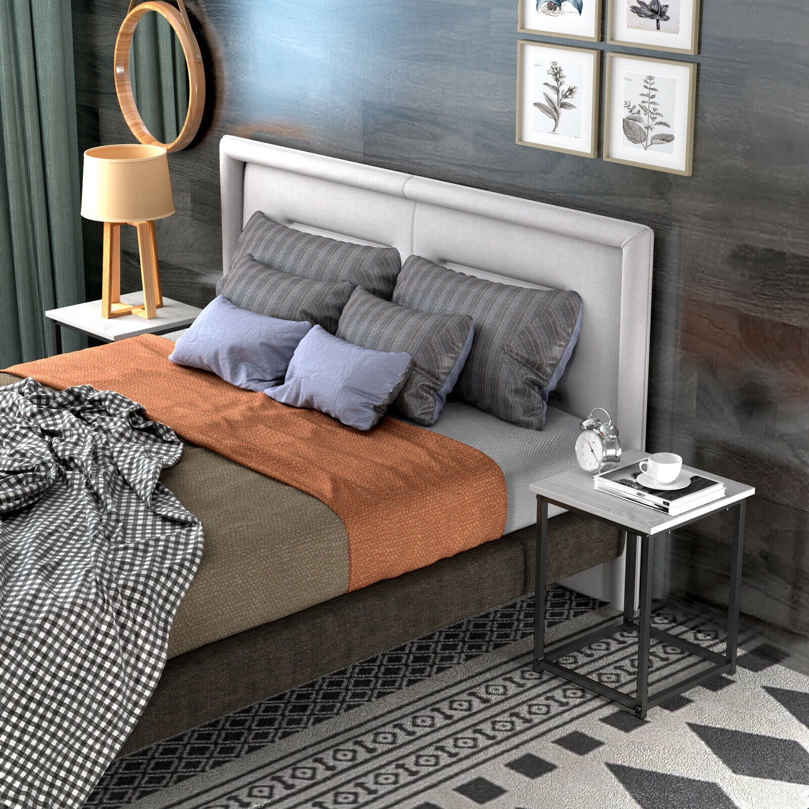 3-Piece Modern Faux Marble Coffee Table Set for Living Room-Natural