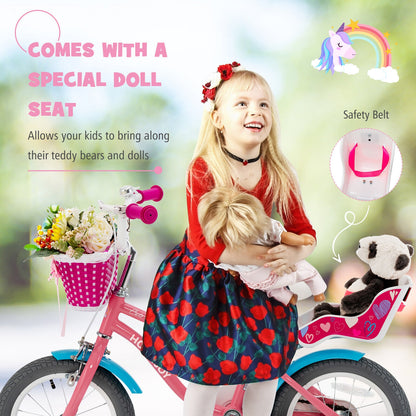 16 Inch Kids Bike with Training Wheels and Storage Basket
