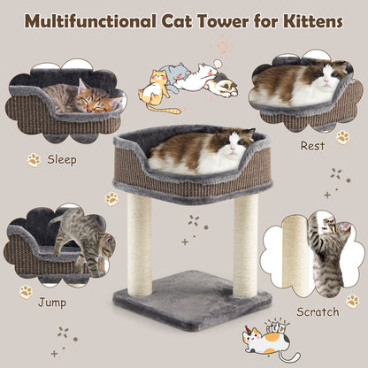 Multi-Level Cat Climbing Tree with Scratching Posts and Large Plush Perch