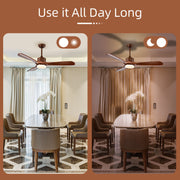 52 Inch Reversible Ceiling Fan with LED Light and Adjustable Temperature-Brown - Brown
