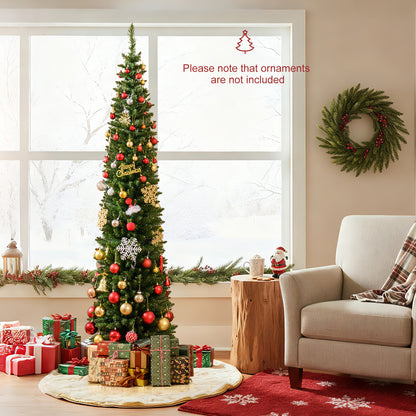 5/6/7/8/9 Feet Pre-lit Pencil Artificial Christmas Tree with 150/180/200//300/400 Warm White LED Lights-7 ft