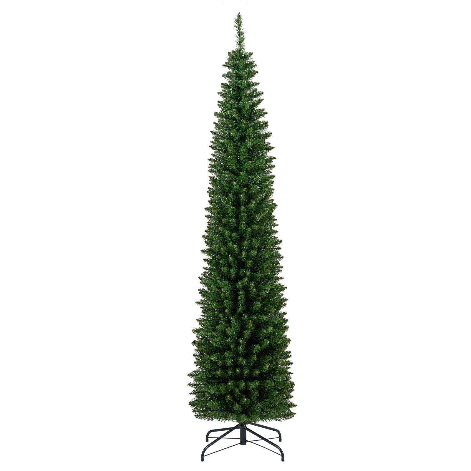 5/6/7/8/9 Feet Pre-lit Pencil Artificial Christmas Tree with 150/180/200//300/400 Warm White LED Lights-7 ft