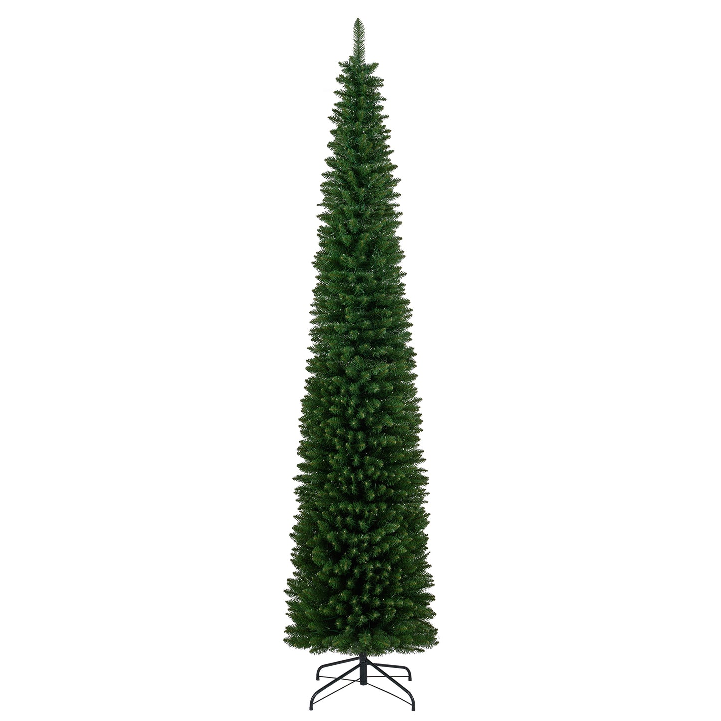 5/6/7/8/9 Feet Pre-lit Pencil Artificial Christmas Tree with 150/180/200//300/400 Warm White LED Lights-9 ft