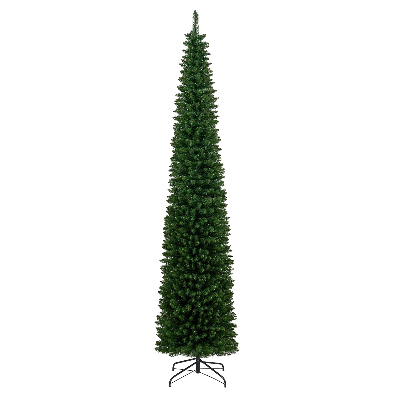 5/6/7/8/9 Feet Pre-lit Pencil Artificial Christmas Tree with 150/180/200//300/400 Warm White LED Lights-9 ft