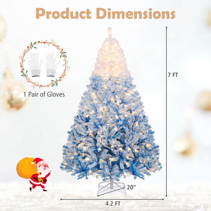 5/6/7/8 FT Artificial Christmas Tree with Warm White LED Lights and 8 Modes-7 Feet