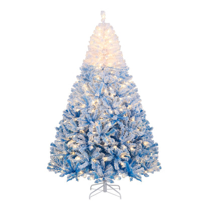 5/6/7/8 FT Artificial Christmas Tree with Warm White LED Lights and 8 Modes-7 Feet