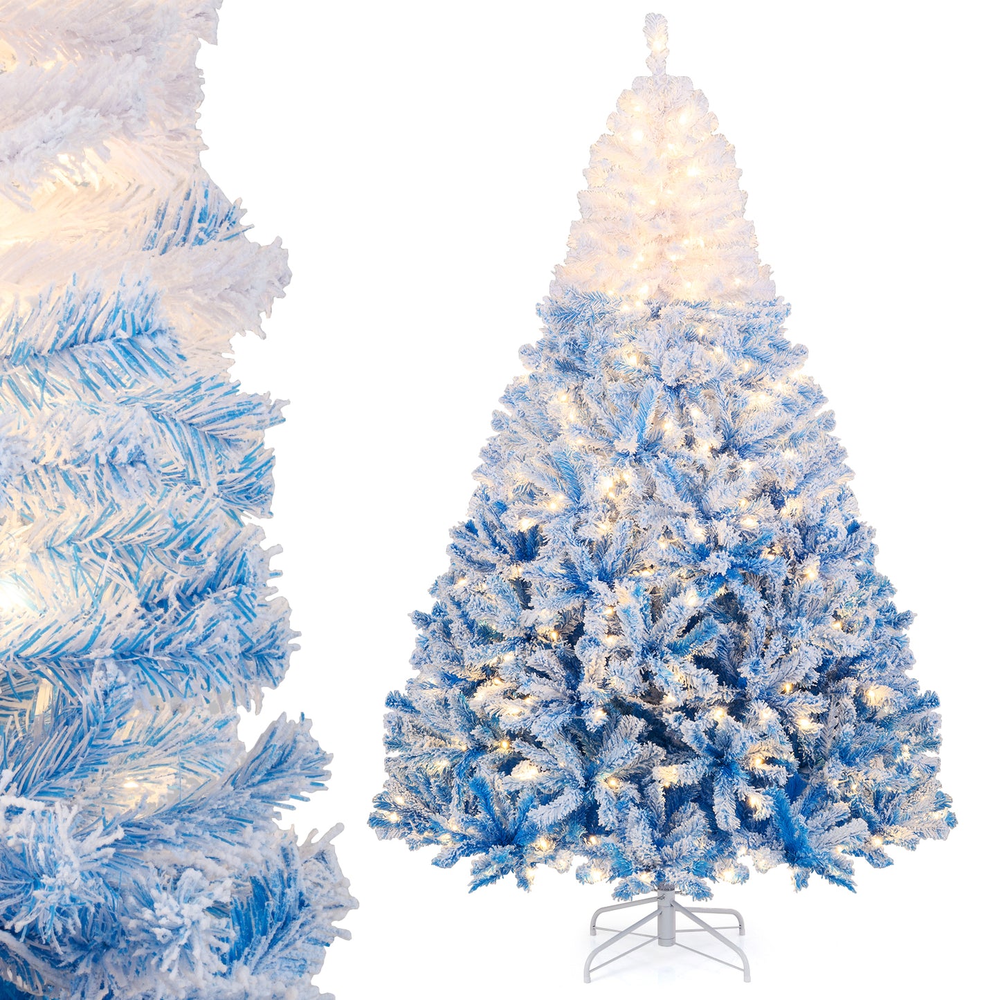 5/6/7/8 FT Artificial Christmas Tree with Warm White LED Lights and 8 Modes-7 Feet