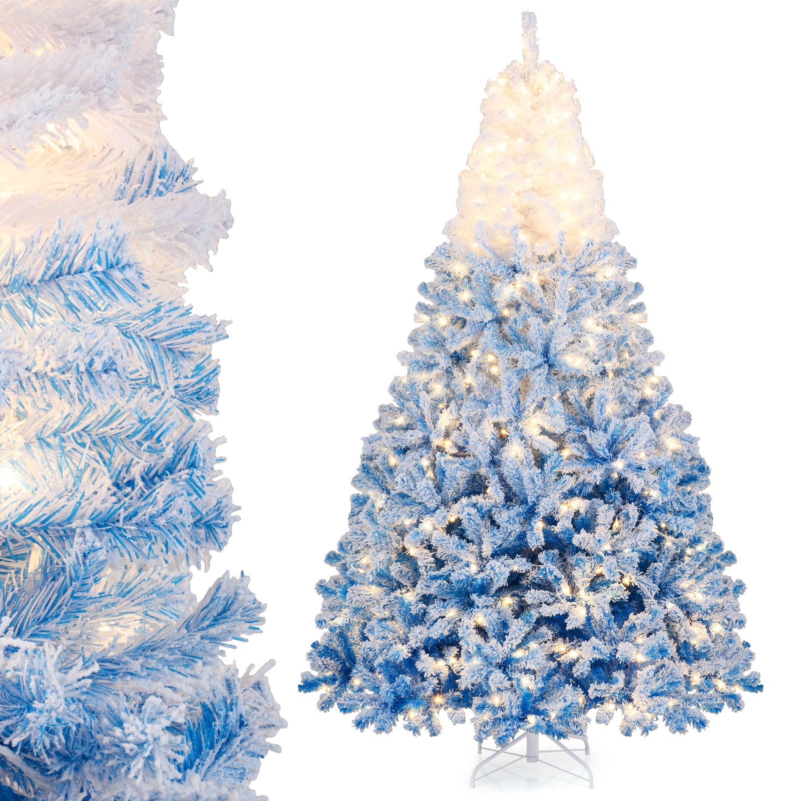 5/6/7/8 FT Artificial Christmas Tree with Warm White LED Lights and 8 Modes-8 Feet