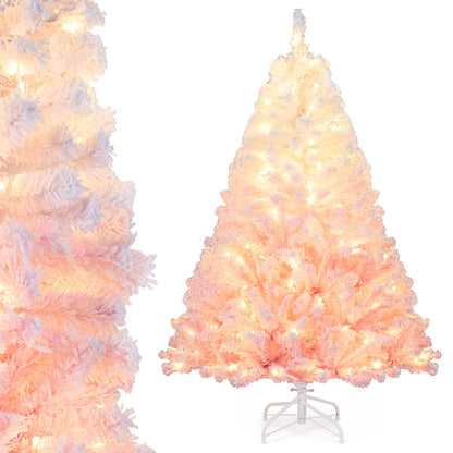 5/6/7/8 FT Artificial Christmas Tree with Warm White LED Lights and 8 Modes for Holiday-5 Feet