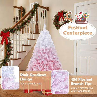 5/6/7/8 FT Artificial Christmas Tree with Warm White LED Lights and 8 Modes for Holiday-5 Feet
