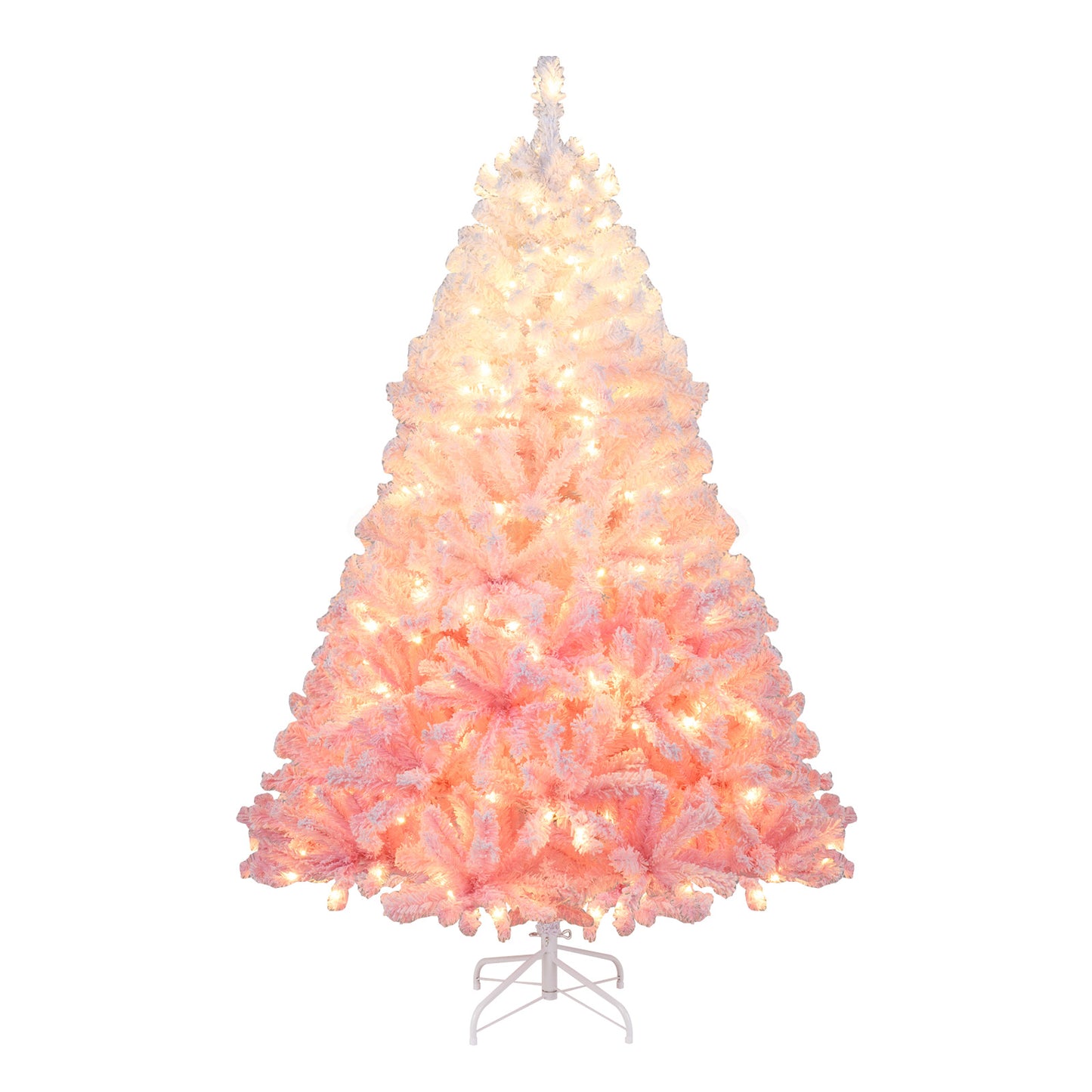 5/6/7/8 FT Artificial Christmas Tree with Warm White LED Lights and 8 Modes for Holiday-6 Feet