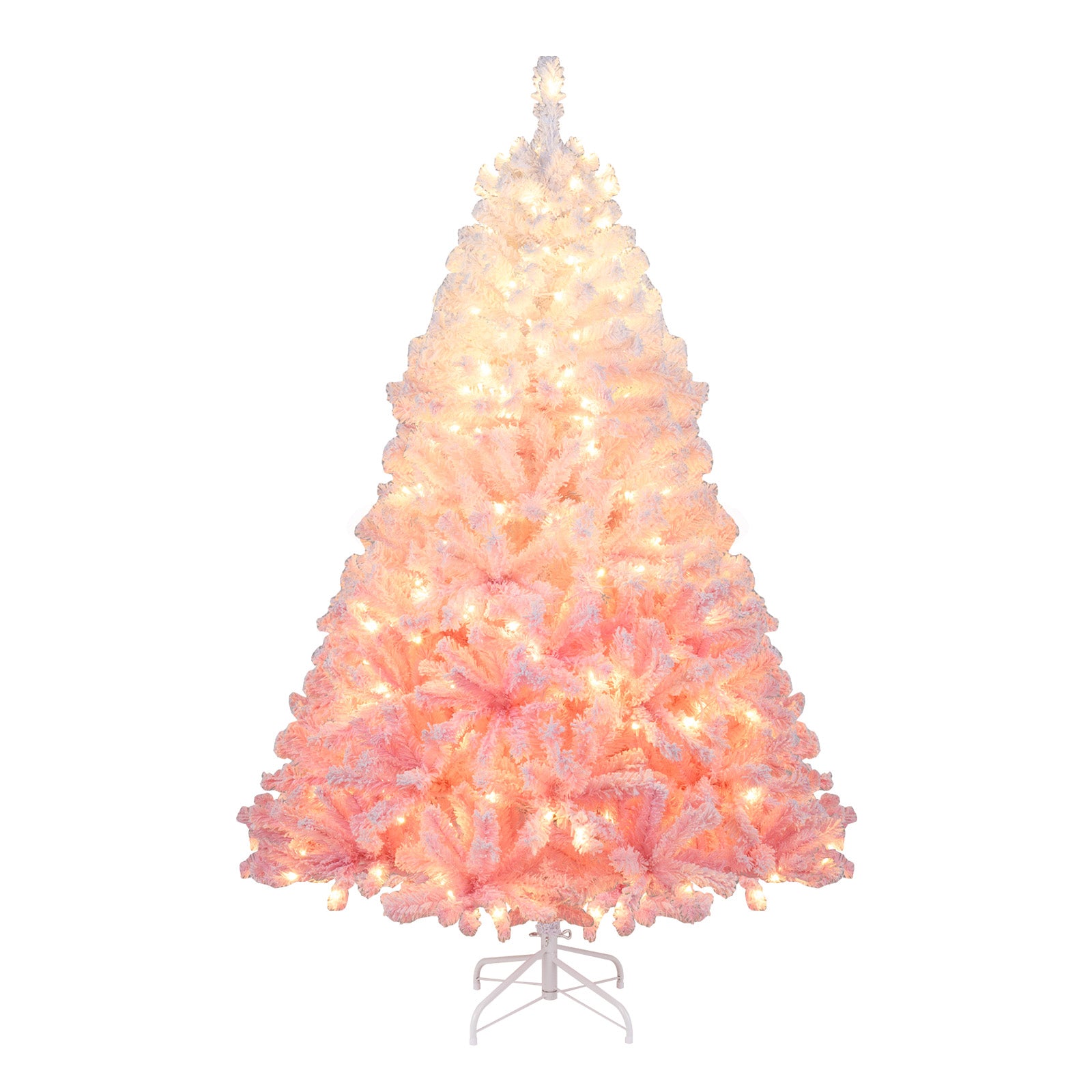 5/6/7/8 FT Artificial Christmas Tree with Warm White LED Lights and 8 Modes for Holiday-6 Feet