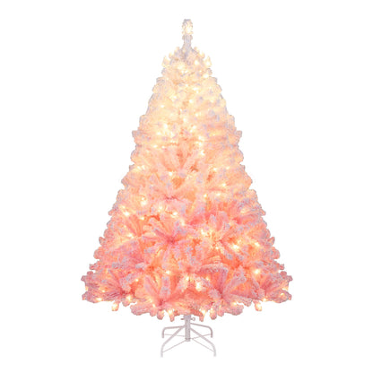 5/6/7/8 FT Artificial Christmas Tree with Warm White LED Lights and 8 Modes for Holiday-6 Feet