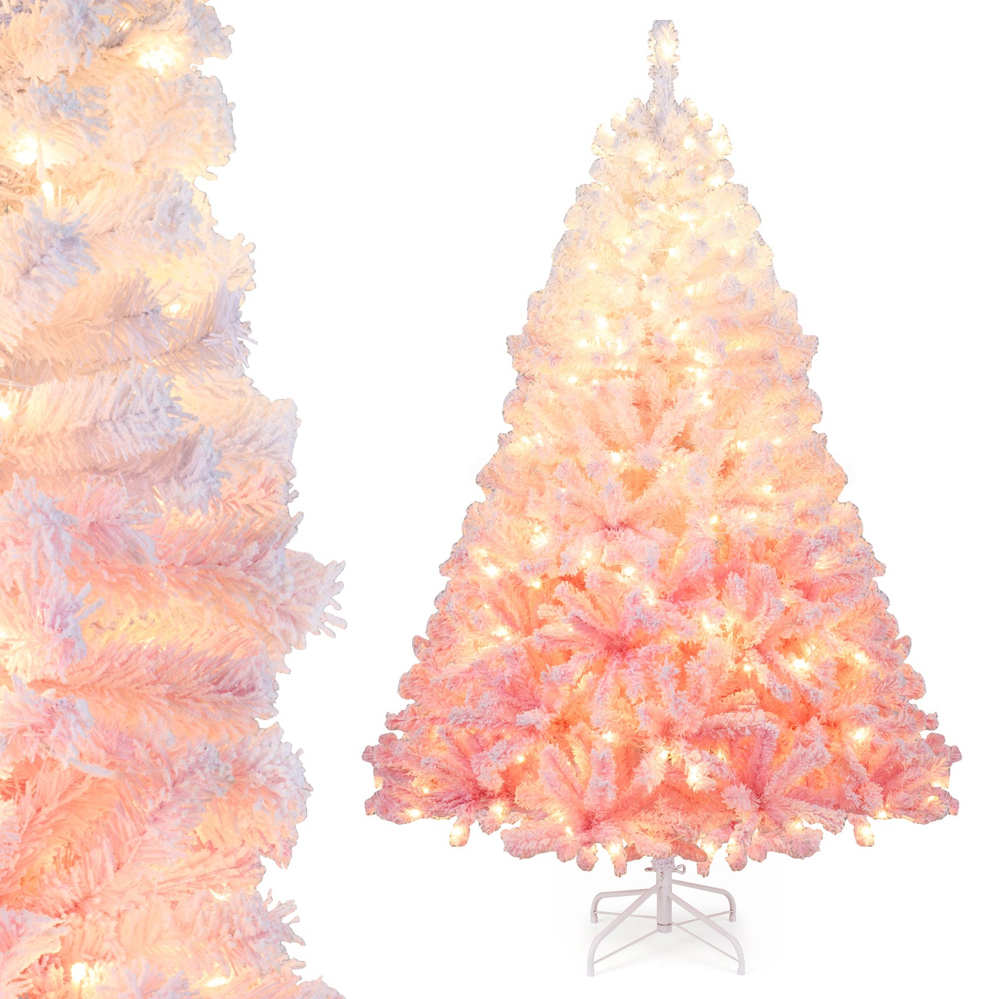 5/6/7/8 FT Artificial Christmas Tree with Warm White LED Lights and 8 Modes for Holiday-6 Feet