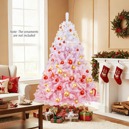 5/6/7/8 FT Artificial Christmas Tree with Warm White LED Lights and 8 Modes for Holiday-6 Feet