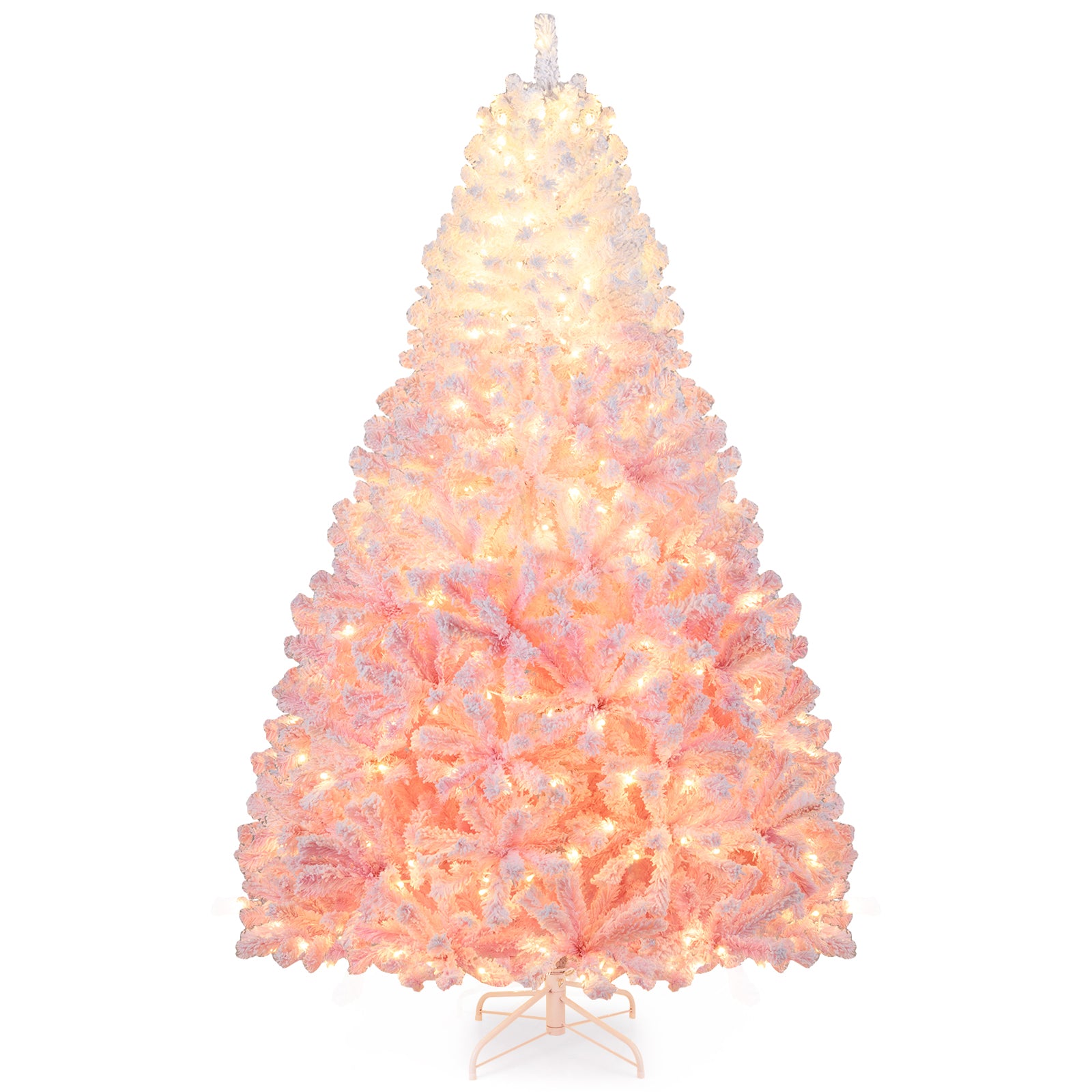 5/6/7/8 FT Artificial Christmas Tree with Warm White LED Lights and 8 Modes for Holiday-7 Feet