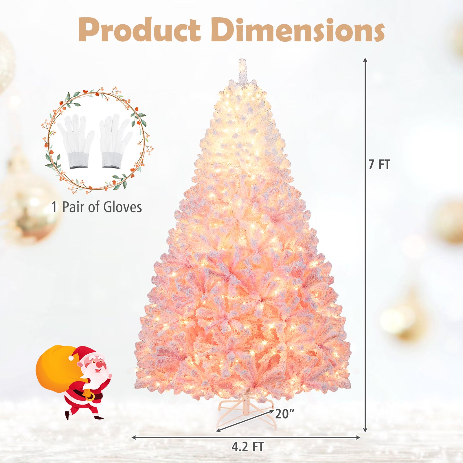 5/6/7/8 FT Artificial Christmas Tree with Warm White LED Lights and 8 Modes for Holiday-7 Feet