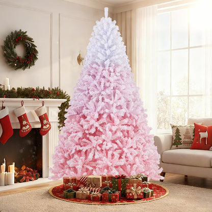 5/6/7/8 FT Artificial Christmas Tree with Warm White LED Lights and 8 Modes for Holiday-8 Feet