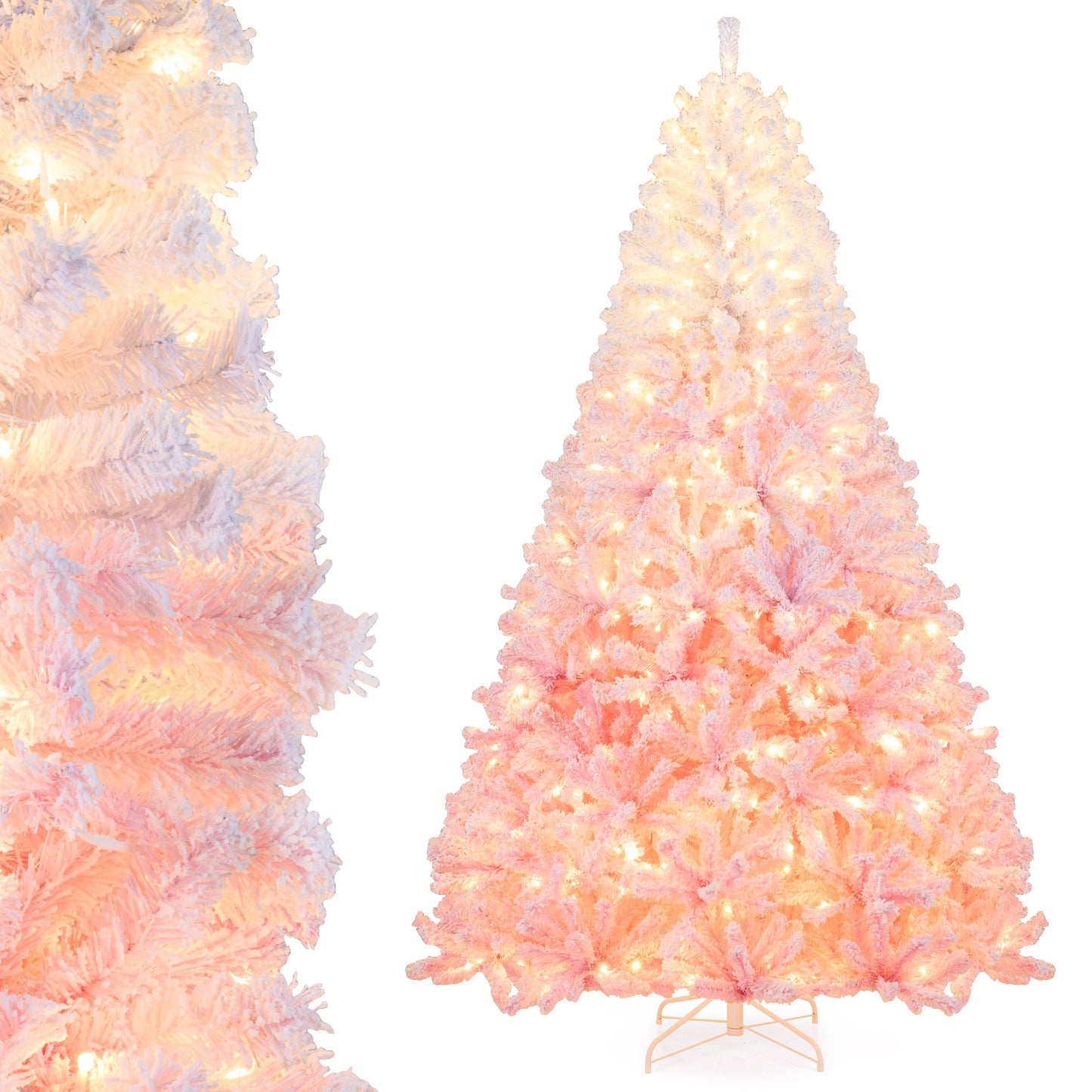 5/6/7/8 FT Artificial Christmas Tree with Warm White LED Lights and 8 Modes for Holiday-8 Feet