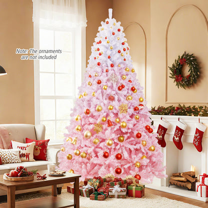 5/6/7/8 FT Artificial Christmas Tree with Warm White LED Lights and 8 Modes for Holiday-8 Feet