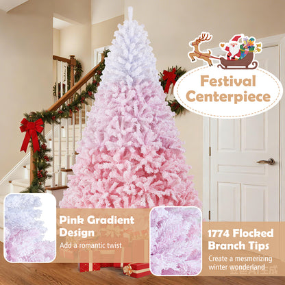 5/6/7/8 FT Artificial Christmas Tree with Warm White LED Lights and 8 Modes for Holiday-8 Feet