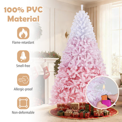 5/6/7/8 FT Artificial Christmas Tree with Warm White LED Lights and 8 Modes for Holiday-8 Feet