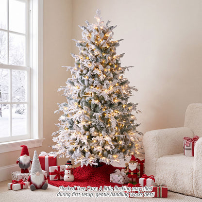 5/6/7/8 Feet Pre-Lit Artificial Christmas Tree with Warm White LED Lights