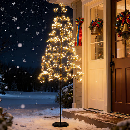5/6/7 FT Lighted Alpine Tree with Warm White Light LED Lights Pre-lit Artificial Cedar Tree with Weighted Base-5ft