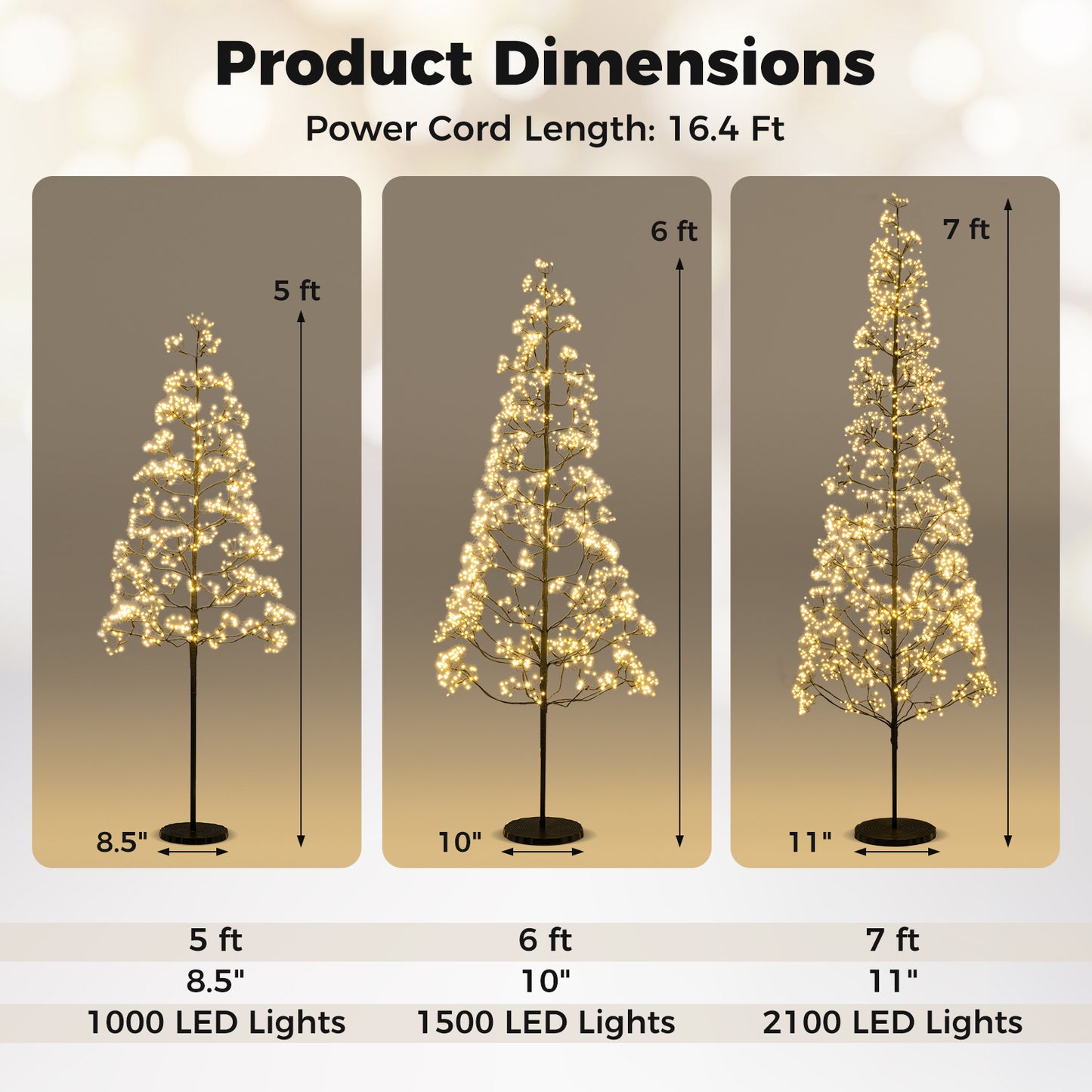 5/6/7 FT Lighted Alpine Tree with Warm White Light LED Lights Pre-lit Artificial Cedar Tree with Weighted Base-5ft