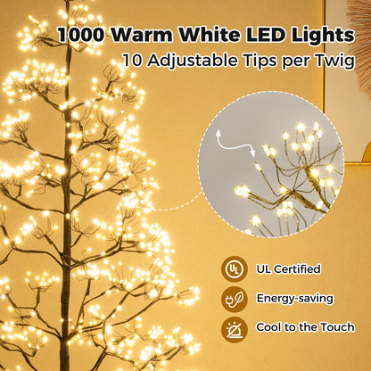 5/6/7 FT Lighted Alpine Tree with Warm White Light LED Lights Pre-lit Artificial Cedar Tree with Weighted Base-5ft