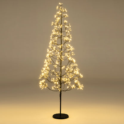5/6/7 FT Lighted Alpine Tree with Warm White Light LED Lights Pre-lit Artificial Cedar Tree with Weighted Base-6ft