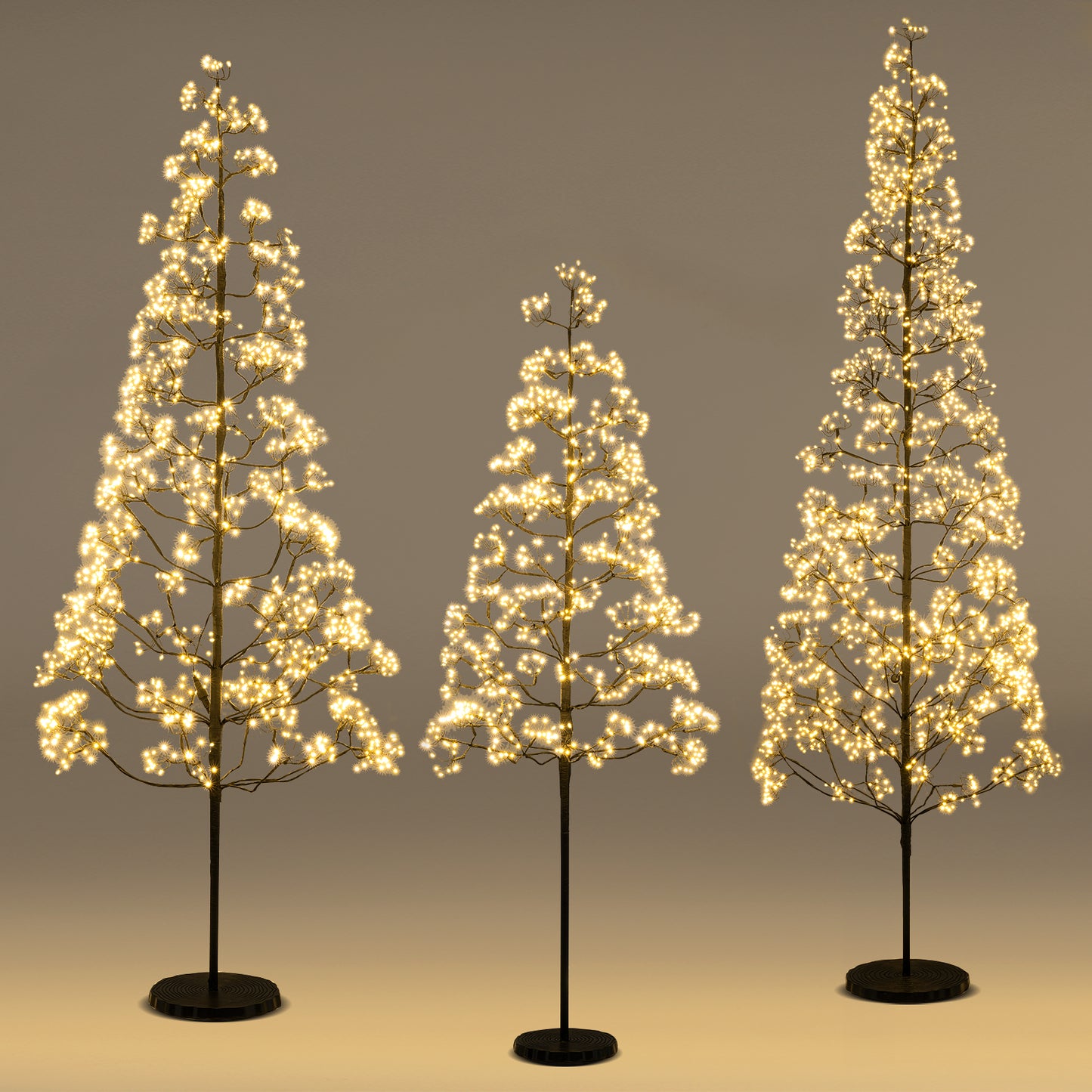 5/6/7 FT Lighted Alpine Tree with Warm White Light LED Lights Pre-lit Artificial Cedar Tree with Weighted Base-6ft