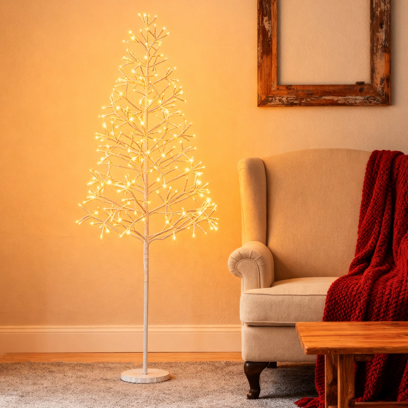 5/6/7 FT Lighted Birch Tree Pre-lit Twig Tree with 240/320/456 Warm White Light LED Lights-5 FT
