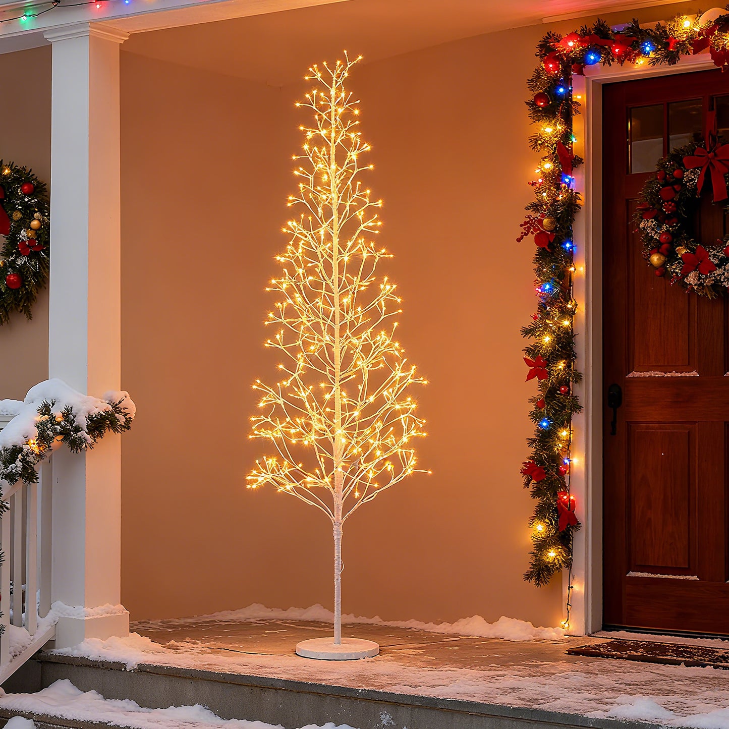 5/6/7 FT Lighted Birch Tree Pre-lit Twig Tree with 240/320/456 Warm White Light LED Lights-7 FT