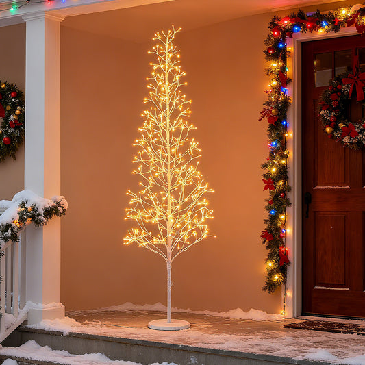 5/6/7 FT Lighted Birch Tree Pre-lit Twig Tree with 240/320/456 Warm White Light LED Lights-7 FT