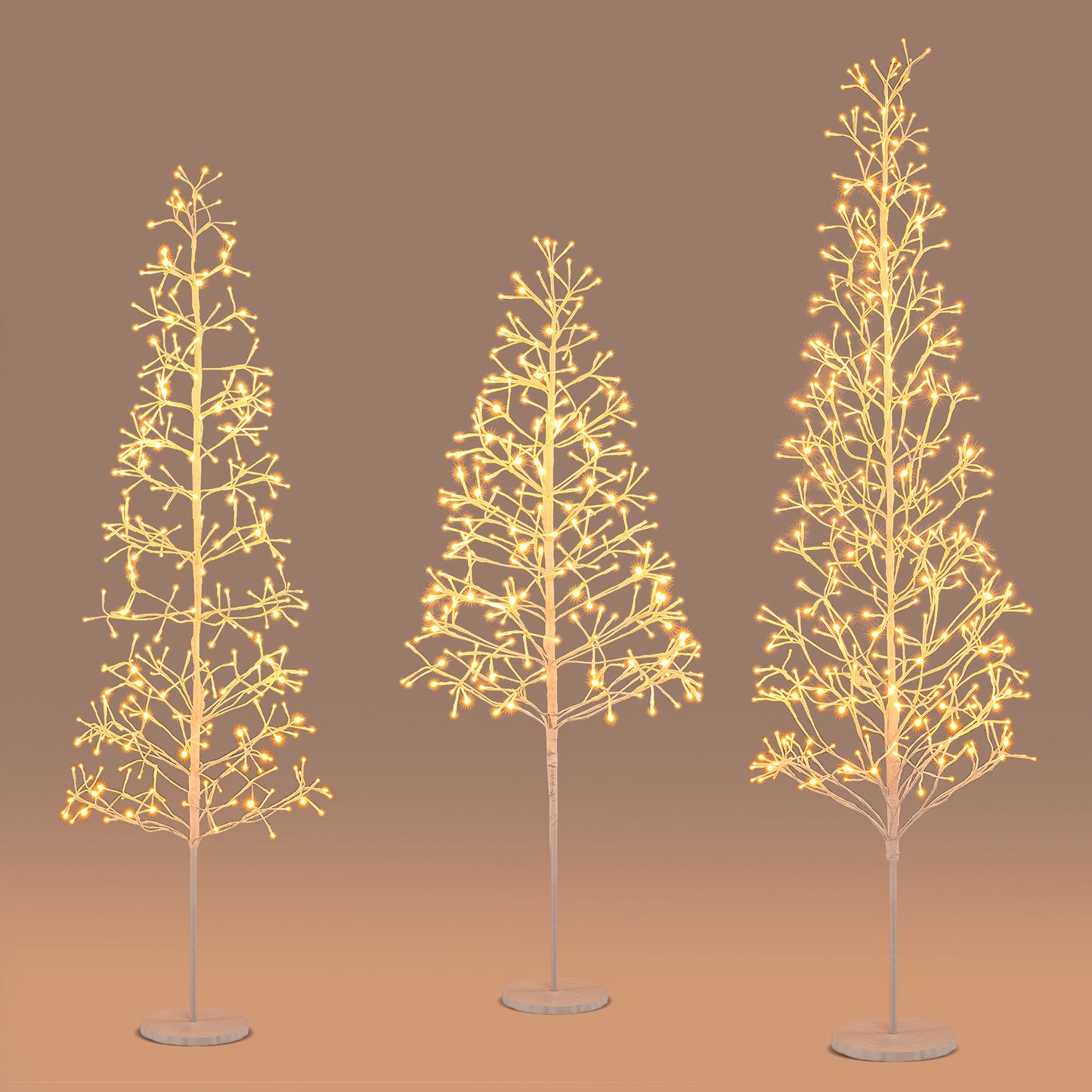 5/6/7 FT Lighted Birch Tree Pre-lit Twig Tree with 240/320/456 Warm White Light LED Lights-7 FT