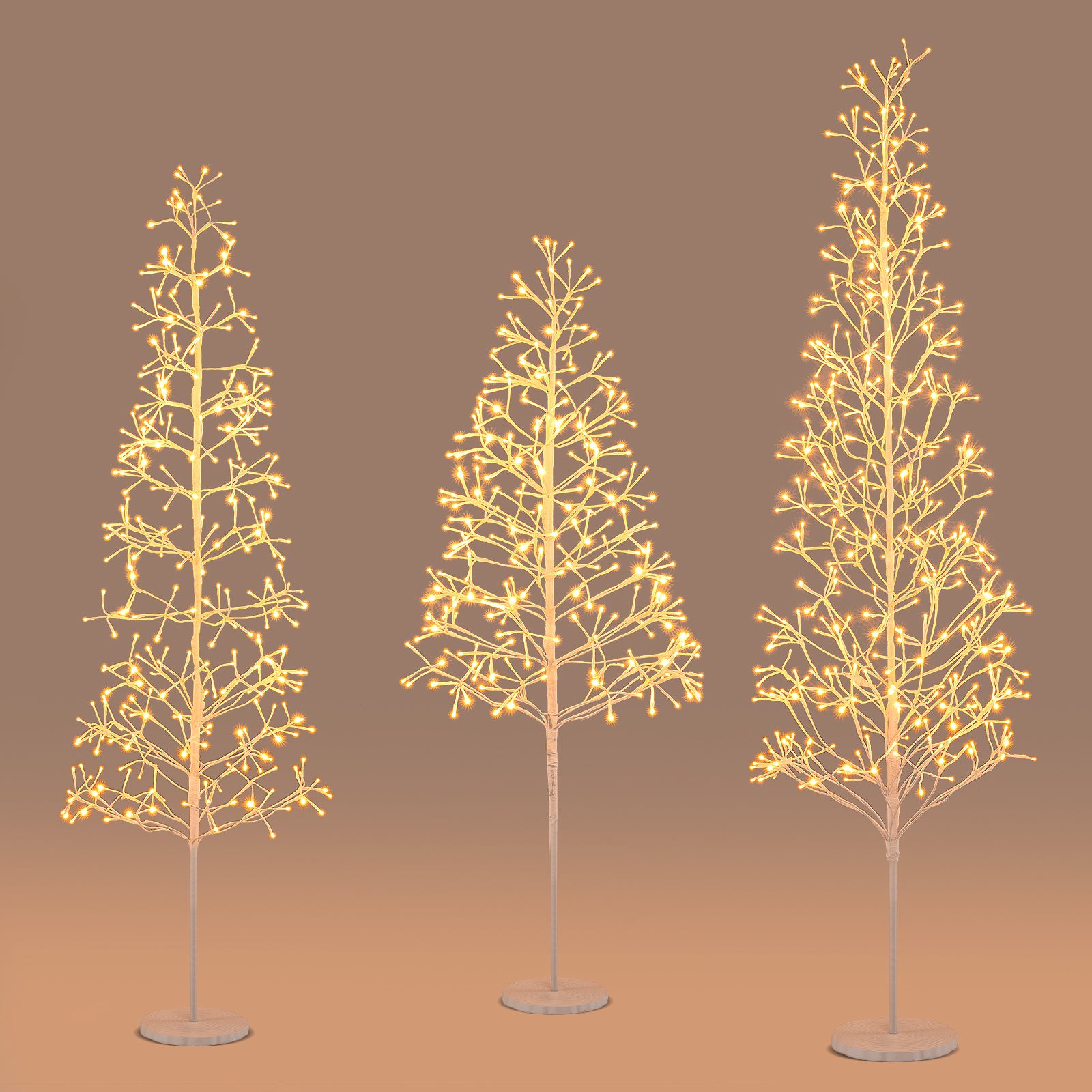 5/6/7 FT Lighted Birch Tree Pre-lit Twig Tree with 240/320/456 Warm White Light LED Lights-7 FT