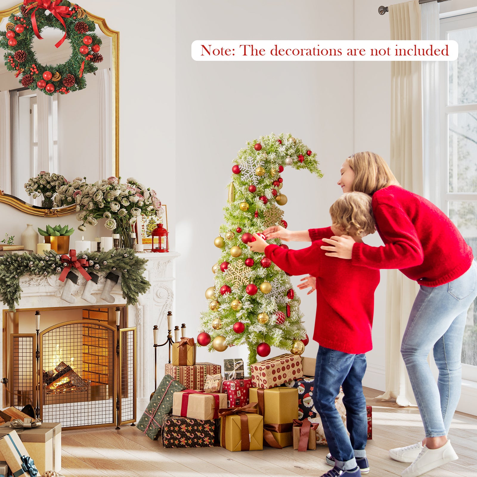 5/6/7 FT Whimsical Christmas Tree with Bendable Top and 216/290/366 Branch-6 FT