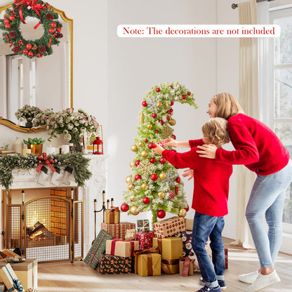 5/6/7 FT Whimsical Christmas Tree with Bendable Top and 216/290/366 Branch-6 FT