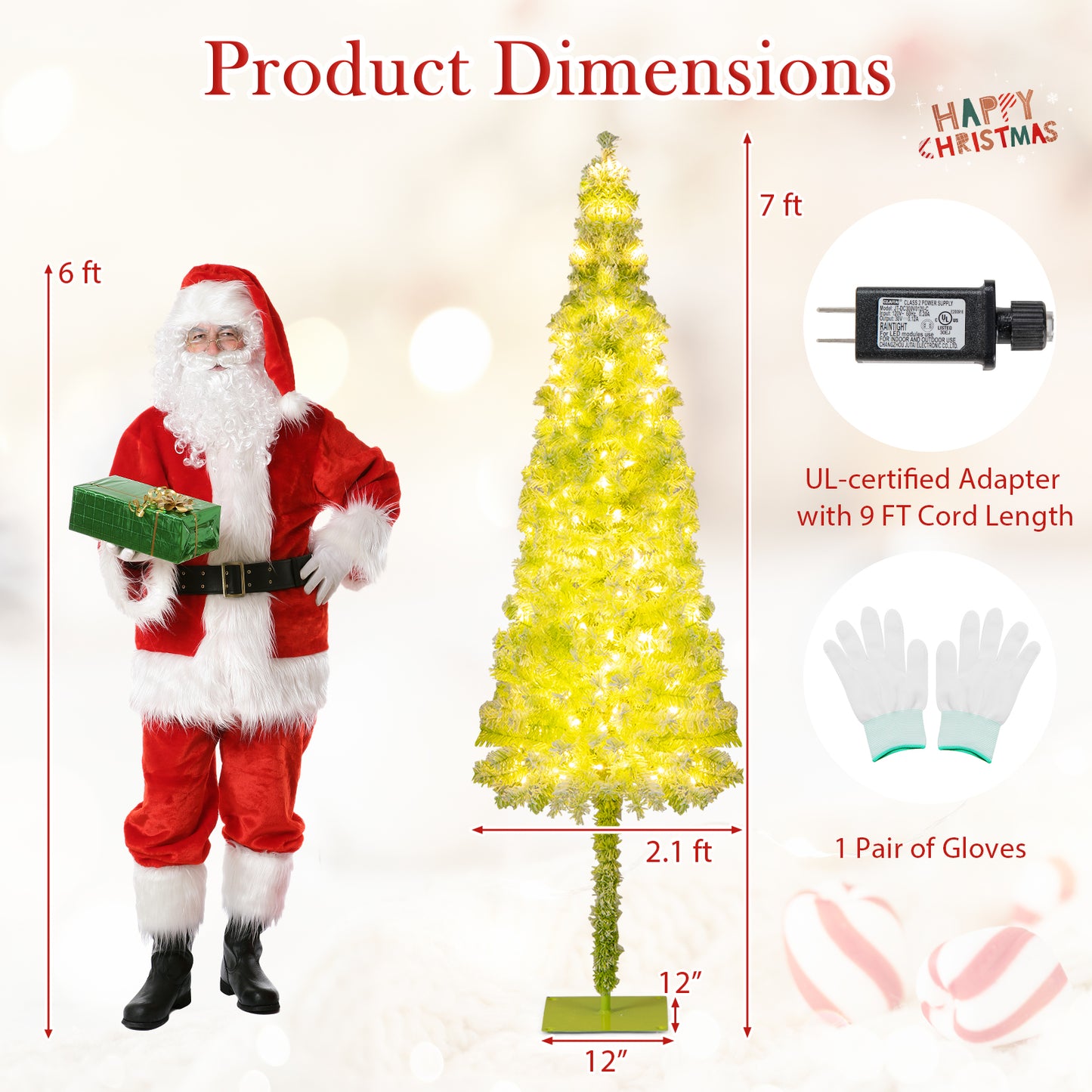 5/6/7 FT Whimsical Christmas Tree with Bendable Top and 216/290/366 Branch-7 FT