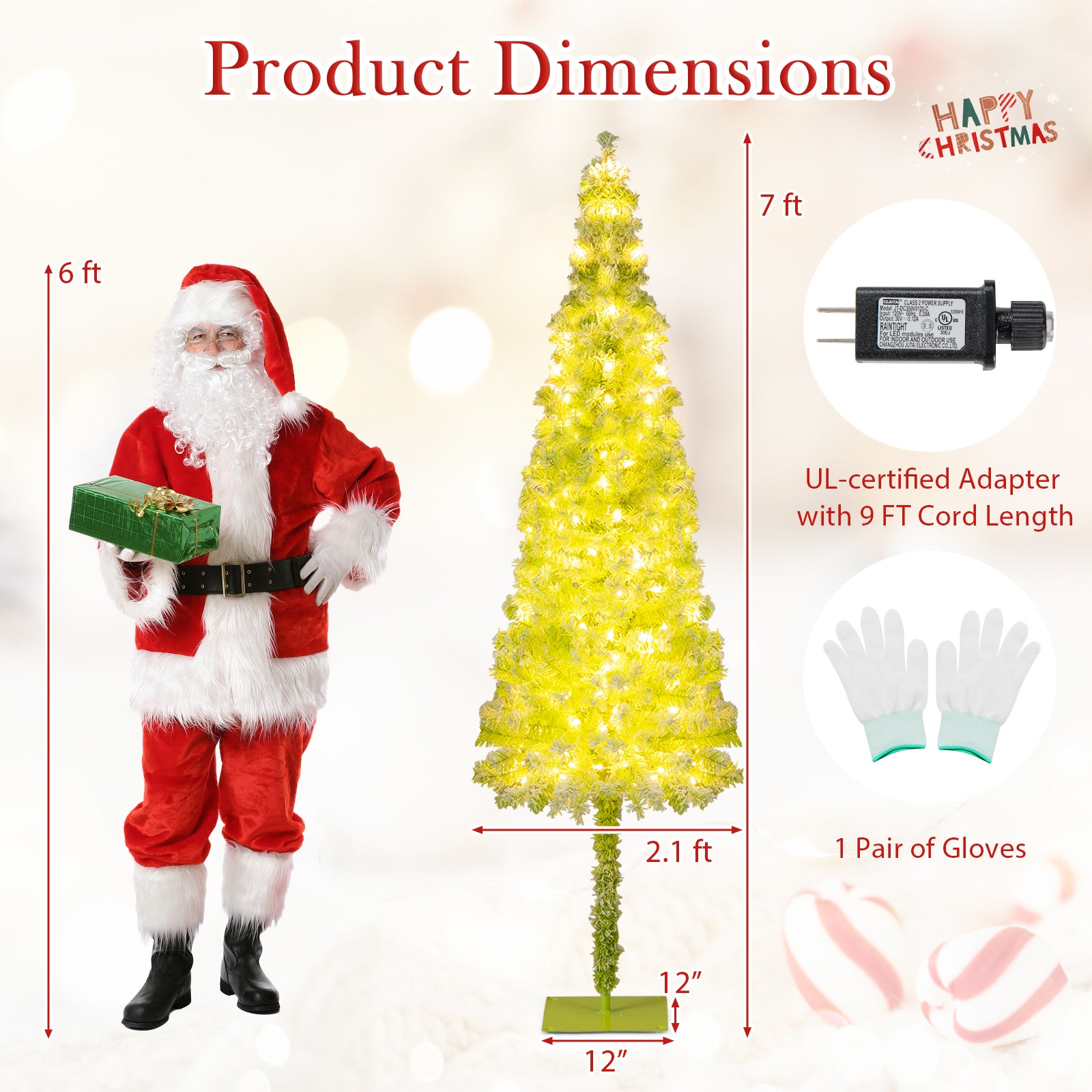 5/6/7 FT Whimsical Christmas Tree with Bendable Top and 216/290/366 Branch-7 FT