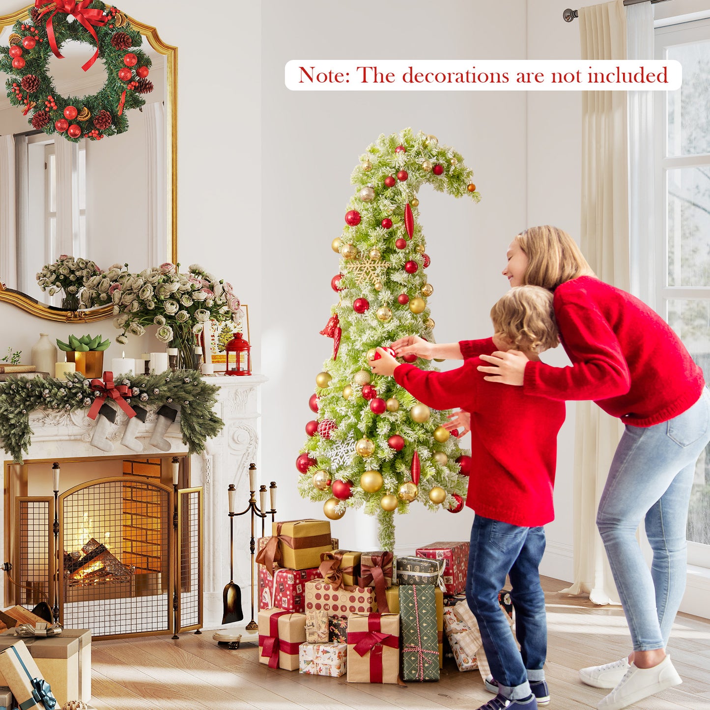 5/6/7 FT Whimsical Christmas Tree with Bendable Top and 216/290/366 Branch-7 FT